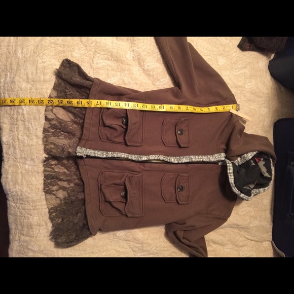 Floral military zip up hoodie with lace trim - Picture 6 of 7